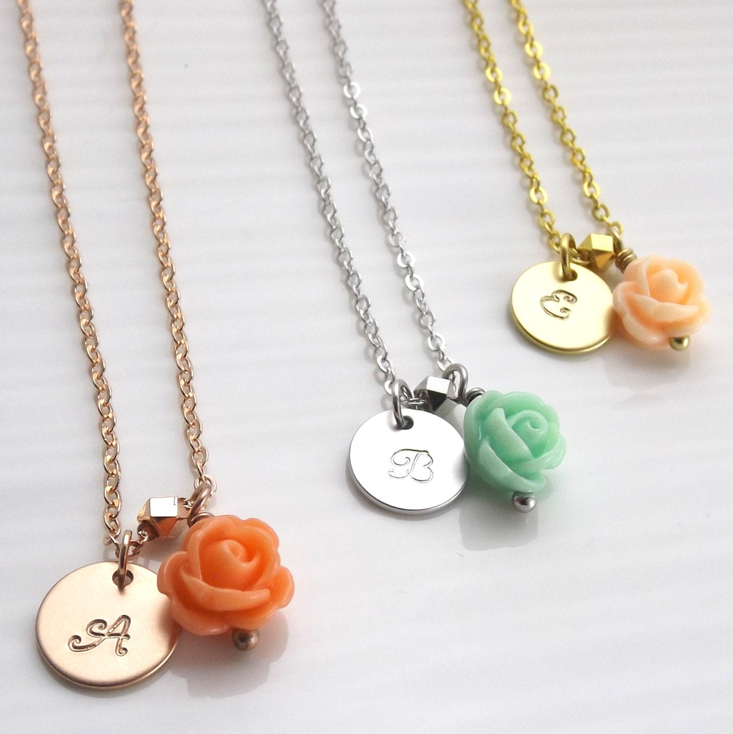 Personalized Initial and Birthstone Necklace Gold, Covey Necklace for one  Child
